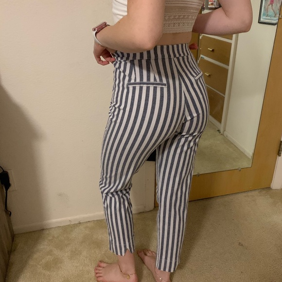 Brandy Melville Straight Navy and White Pants - Picture 3 of 4